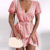 Soft Women Dot Print Dress Polka Waist Hollow Dress for Dating