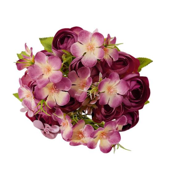 Simulated Rose Realistic Decoration Faux Silk Flower Practical Camellia Buds Nice-looking Fake Flower Bouquet Living Room Supply