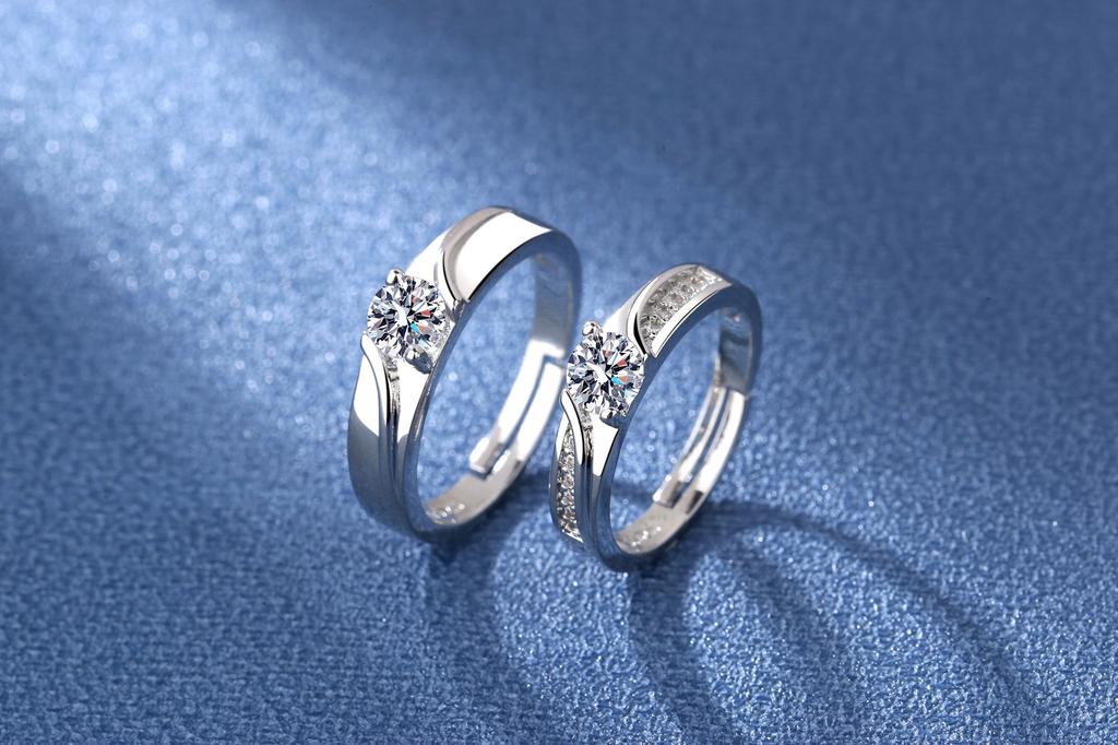 Silver Wedding Rings Steel Pair Adjustable Size Uni