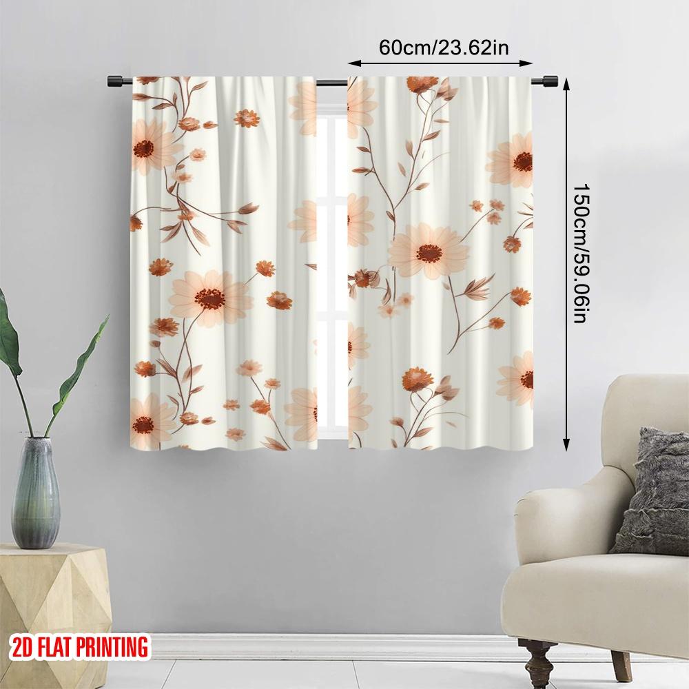 2pcs,2D plane printing Curtains Sunflower Harmony Polyester Easy Install (without rod) All Seasons Ldeal for Living Room and