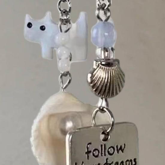 Mobile Phone Lanyard Faux Pearl Beads Shell Cat Charm Camera Hanging Rope Versatile Decorative Backpack Pendant
