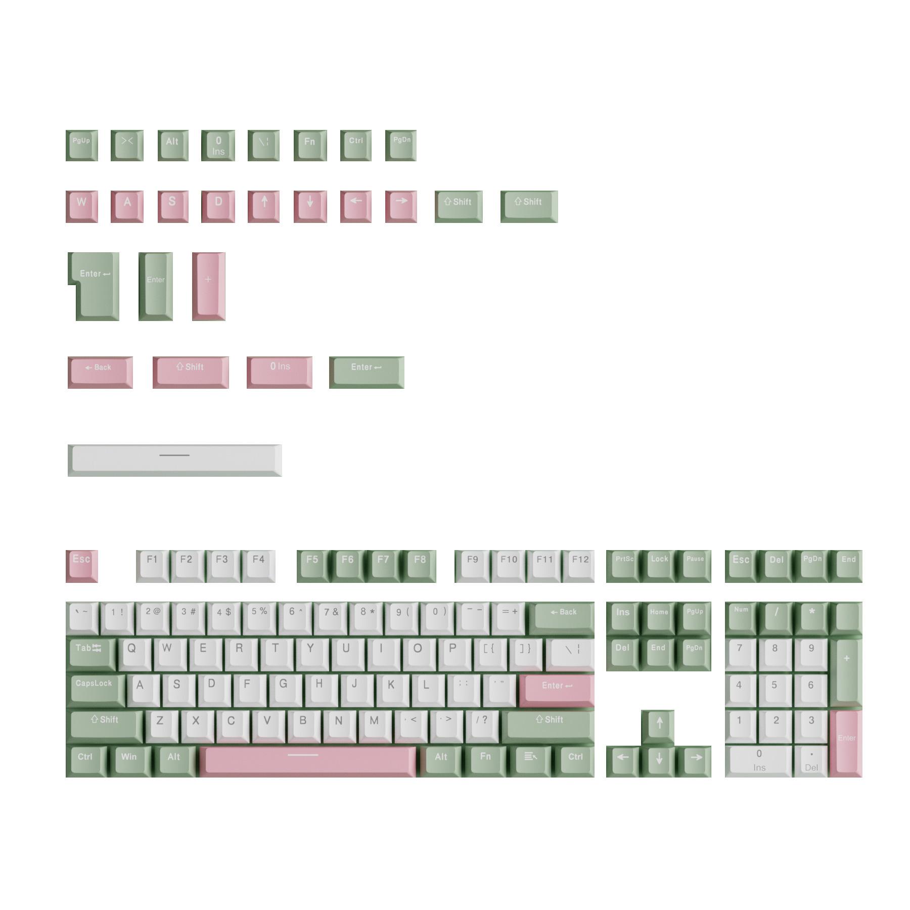 

134 шт колпачков OEM-профиля Lotus Inspired двухцветные колпачки для механических клавиатур из толстого ПБТ белый