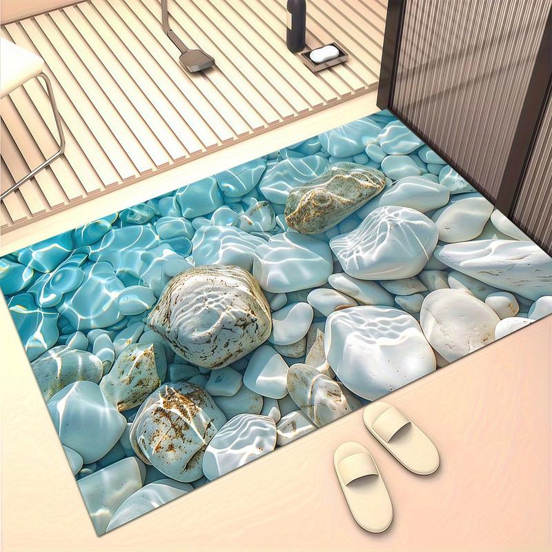 3D Underwater Pebbles Stones Water Ripple Floor Mat Flannel Rug 3D Printed Carpet Home Decor Bathroom Rug Anti Slip Washable