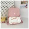 High Capacity Nylon School Bag Color Matching Cross Rope Decoration Sewing Backpack for Girls and Boys