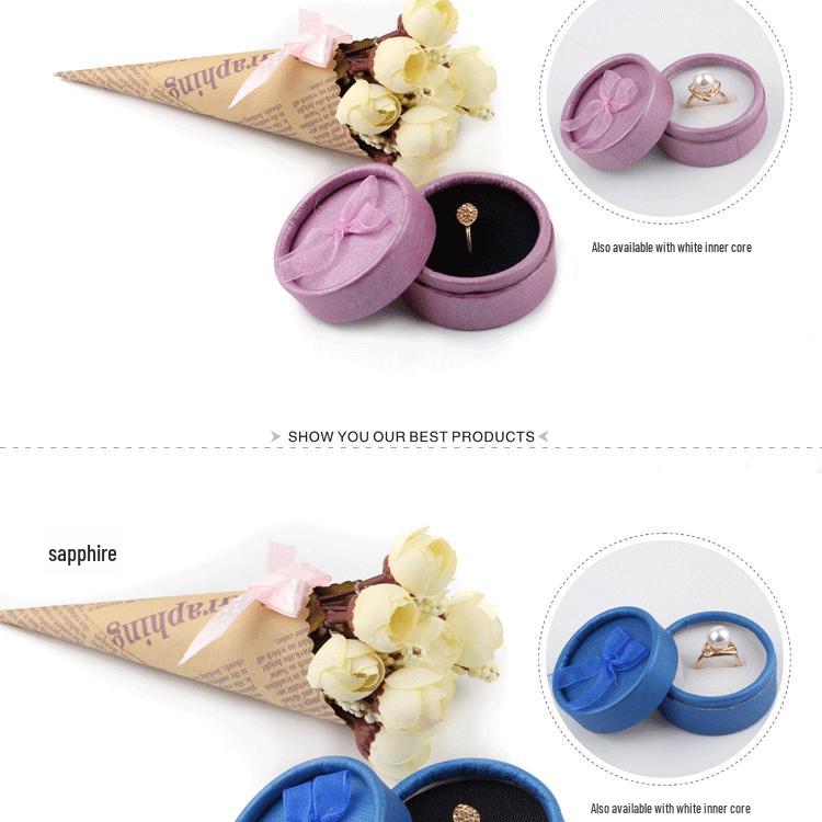 Small Bowknot Round Jewelry Box for Rings and Earrings