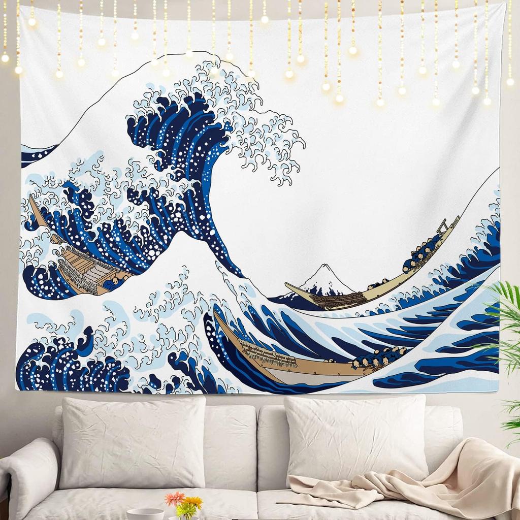 Shrahala Ocean Wave Tapestry Nature Wall Hanging Large Psychedelic Tapestry for Bedroom Living Room Dorm Black and White
