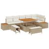 VidaXL 9-Piece Garden Sofa with Beige Cushions In Poly Rattan Acacia 3364876