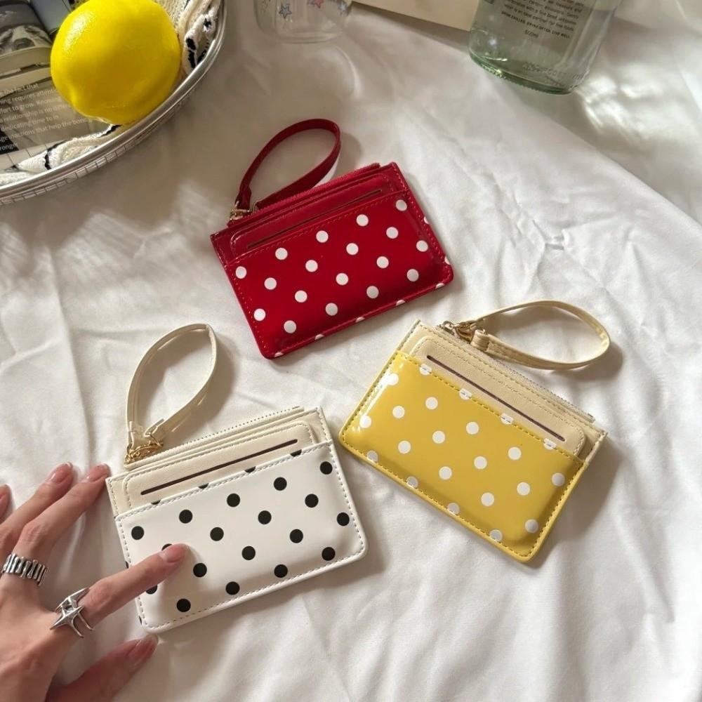 Ultra Light Polka Dot Card Holder Ultra Slim Women Mini Wallet Minimalist Coin Purse Evening Out