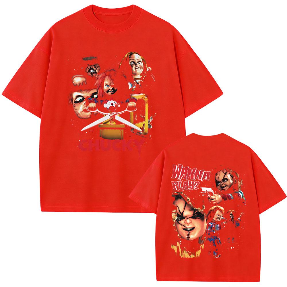 

Horror Chucky Graphic Tshirt Unisex Women Clothing Hip Hop Gothic Vintage T Shirt Rock Oversized Tshirts High Quality Cotton Tops S