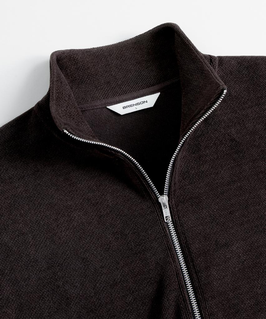 Brenson Corduroy Knit Crop High-Neck Full-Zip ( 2 Colors )