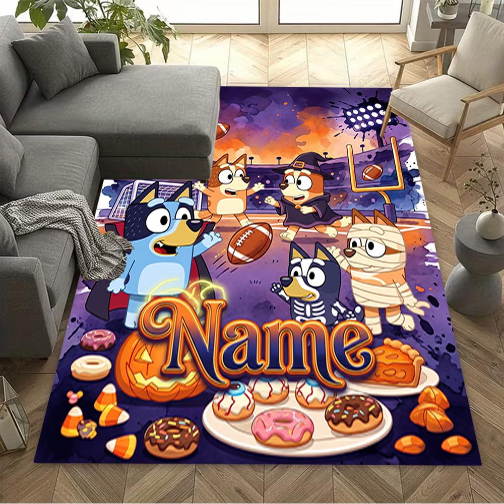 Bluey Sports Adventure Personalized Text Floor Mat Perfect for Decorate room Study room Balcony Playrooms Antislip Carpet Decorate Offices