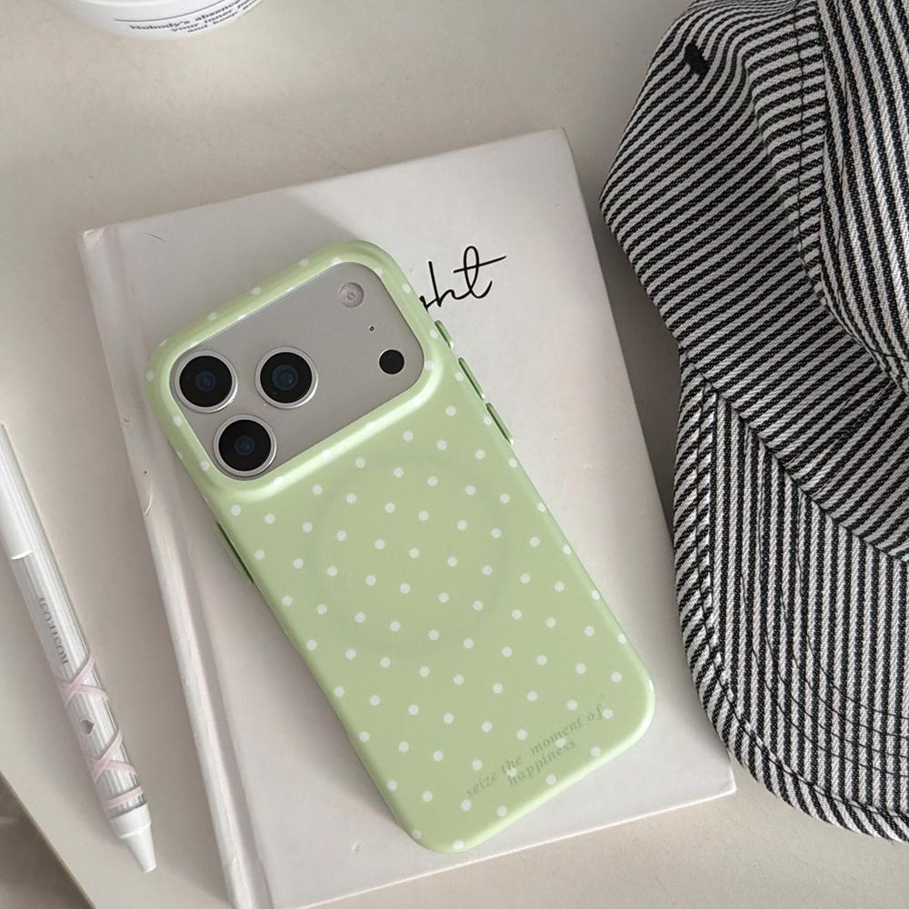 

Ins Simple Polka Dot Magnetic Phone Case for iPhone 17pro 16 17 Promax 15Pro Max Cover with Magsafe Holder Shockproof Funda iPhone 16 Pro Max