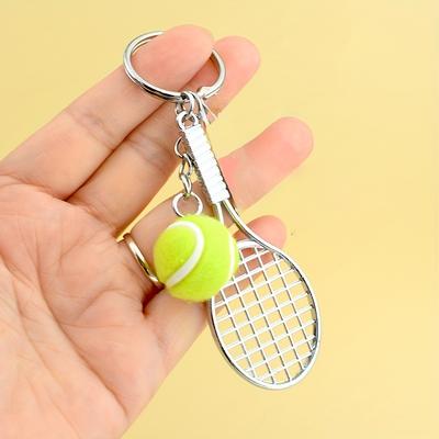 1pc Tennis Keychain - Realistic Tennis Racket with Court Pattern, Opening Ring Loop - Mini Sports Gift for Players, Coaches, Fans - Birthday
