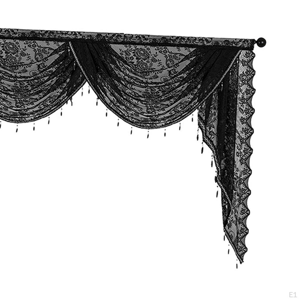 Fossgardin Vinduskappe Myk Pustende Elegant Drapering med Perlekvaster for Kafé Kjeller