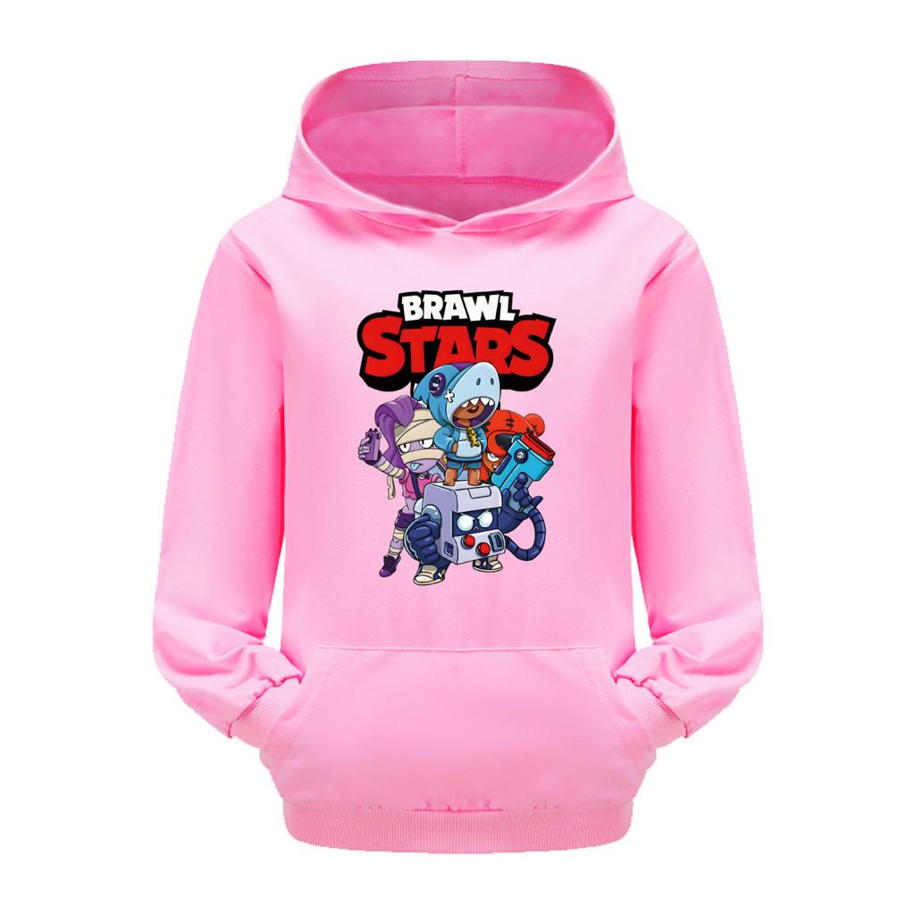 4093 Felpe con Cappuccio e Tasca Stampate Brawl Stars per Bambini e Bambine