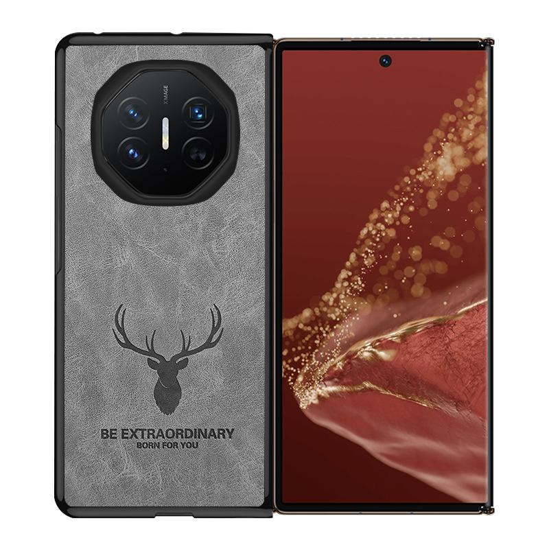 

Для Huawei Mate XT Ultimate мультяшный кожаный чехол для телефона с головой оленя-оленя для HUAWEI Mate X5 X3 X2 мягкий силиконовый бампер противоударный чехол для Mate XT x5 x3 For Mate X2 серый