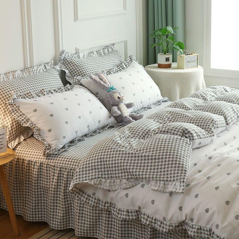 Bettrock Vierteiliges Bettlaken-Set im Prinzessinnen-Stil, Bettbezug, Bettwäsche, Schlafsaal-Bettlaken, dreiteiliges Set