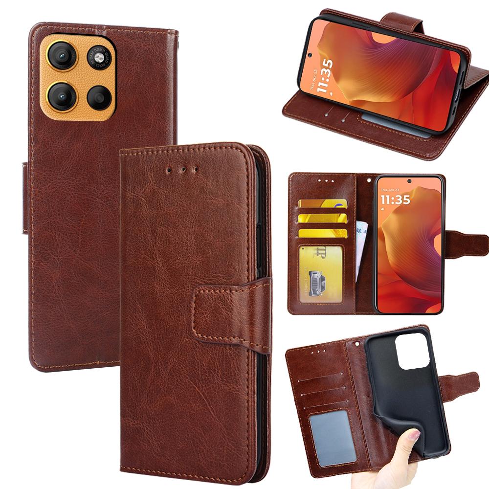 For Motorola Moto G15 Power 4G/G15 4G Case Wallet PU Leather+TPU Folding Stand Phone Cover