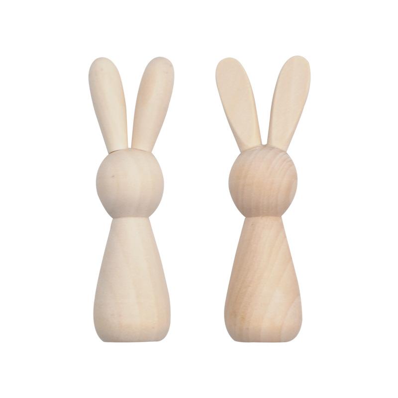 

2PCS Unfinished Wooden Bunny Dolls for DIY Painting Rabbits Decoration Kit for Spring Easter DIY Painting Crafts Home Decor