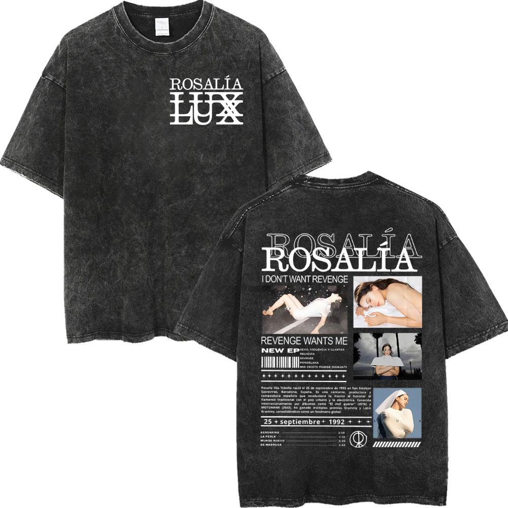 Rosalia LUX Tour Koszulki z Nadrukiem Męskie Damskie Moda Estetyka Vintage Spierana Koszulka Bawełna Wysokiej Jakości Oversize Koszulki