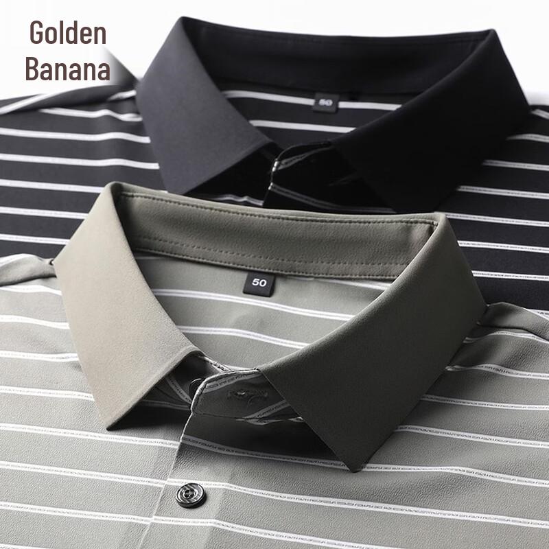 Men's Ice Silk Breathable Striped Short Sleeve Polo Shirt