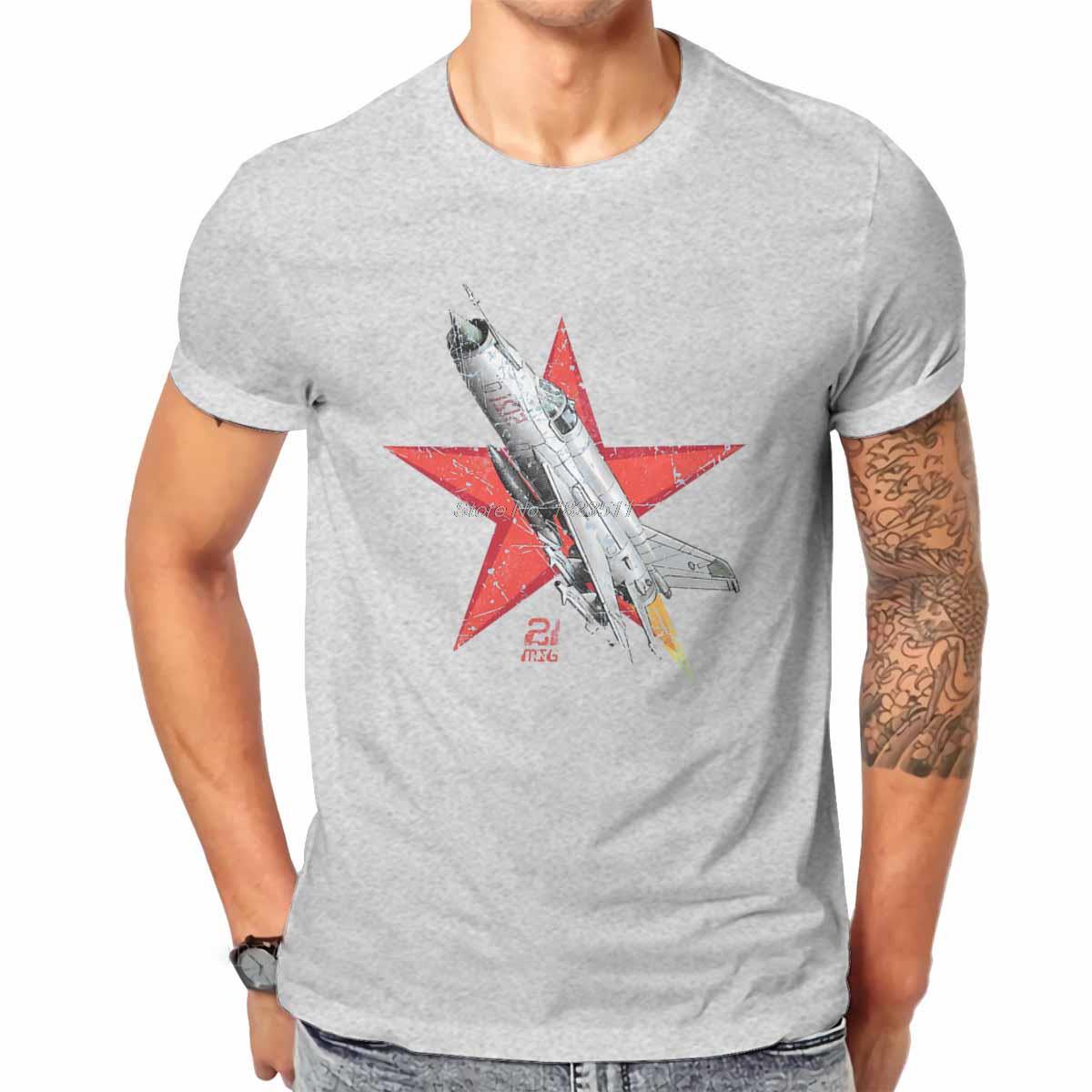 MIG 21 Vintage Soviet Russian Fighter Aircraft USSR T Shirt Vintage Grunge ONeck TShirt THarajuku Tees Men S