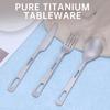 Vesela de titan pur, set de tacamuri de camping in aer liber, set de trei piese, set de tacamuri din titan de calitate alimentara sanatos, cutite, furculite, linguri