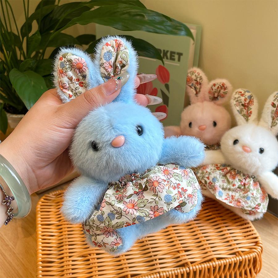 Cute Short Plush Bunny Doll With Fabric Dress For Gift Giving