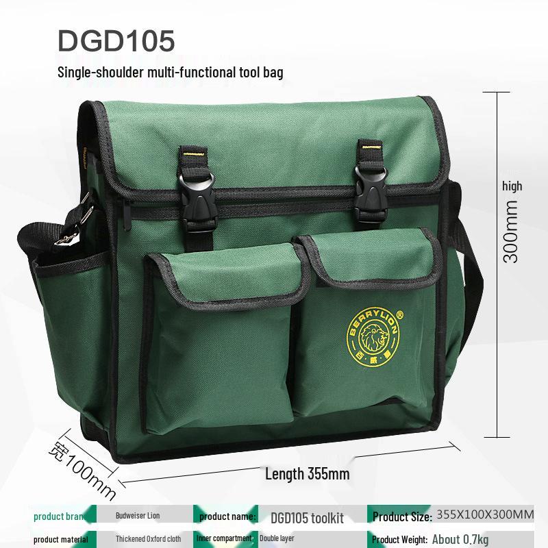 Durable Multifunctional Canvas Electrician Tool Bag - Large Size, Wear-Resistant, Single Shoulder Design