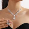 Elegant Crystal Drop Necklace Waterdrop Women's Jewelry Set Classic Jewelry Sets  Women