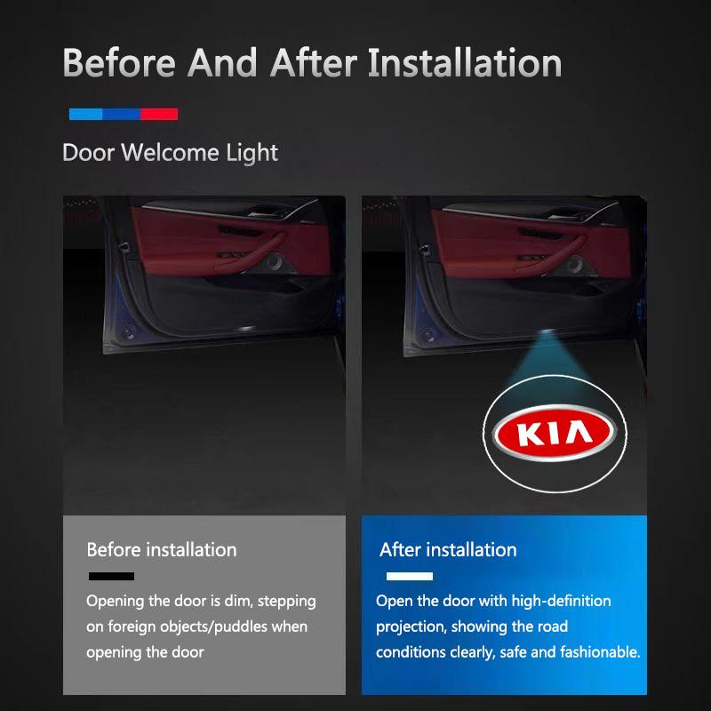 2pcs LED Car Door Welcome Light Car Emblem Projector Universal Light For KIA Picanto Rio 3 Ceed Sportage Cerato Soul Sorento K5 hbsp50
