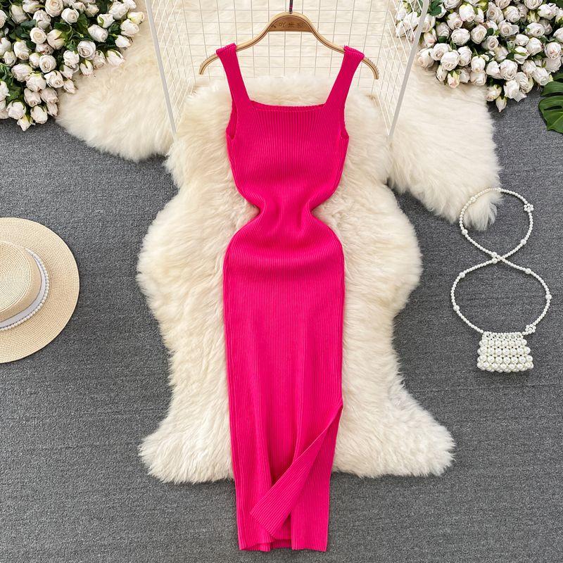 

Французская юбка на подтяжках Летняя Классическая с разрезом Вязаный жилет Rose Red All yards