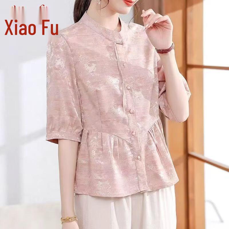 

Летняя блузка в китайском стиле с рукавом 3/4 от Xiao Fu Mama XL