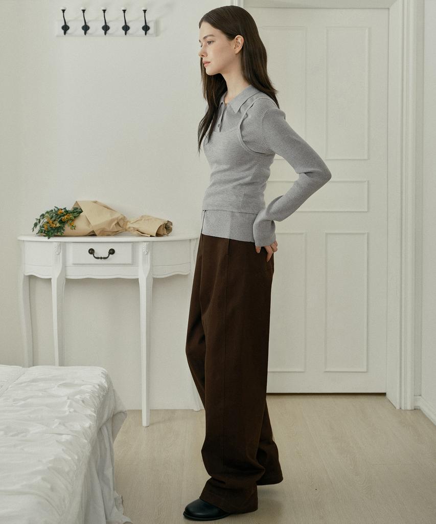 MIND BRIDGE WOMEN [W] Curved Wide Daily Cotton Pants - 2 Colors