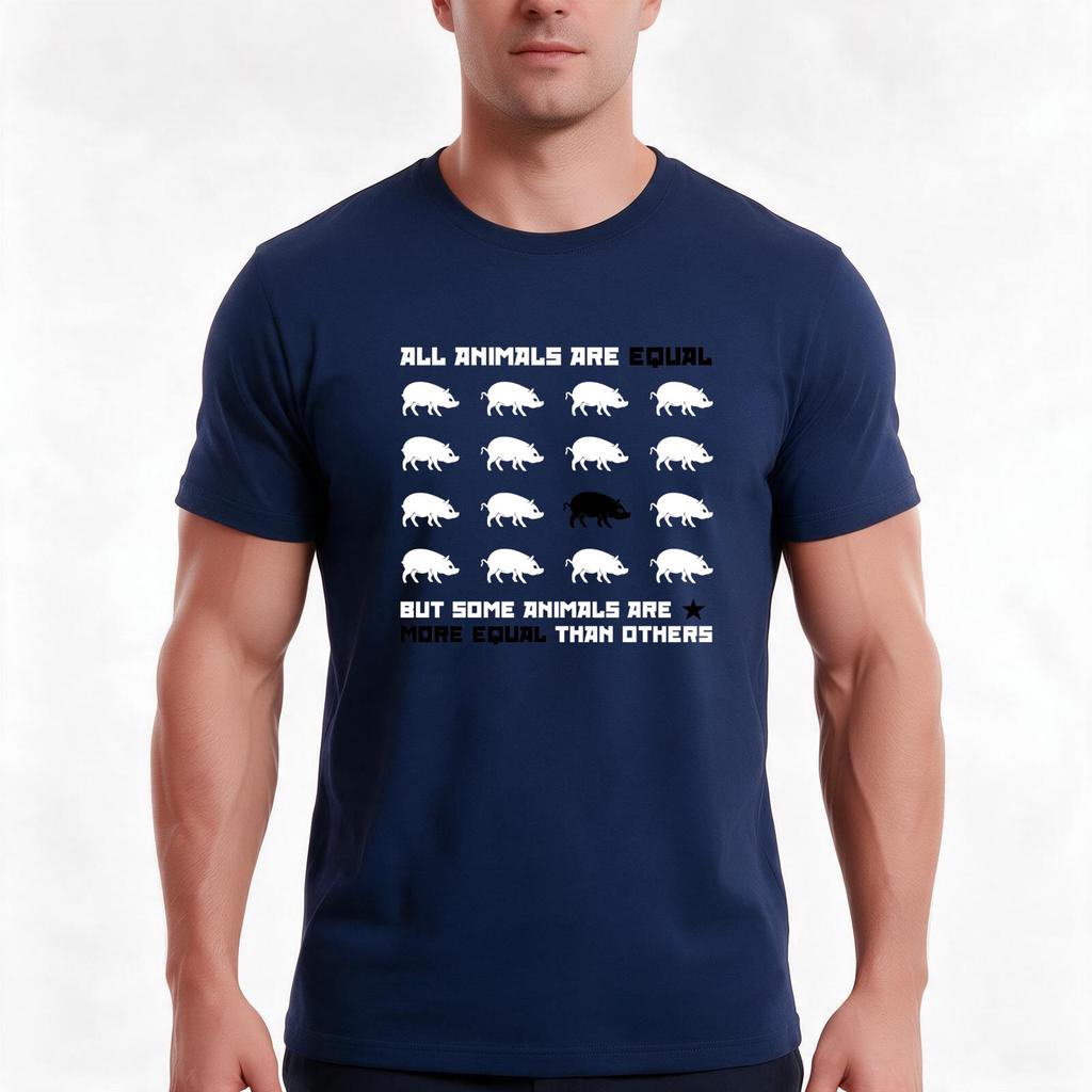 All Animals Are Equal 2 (Red) Tshirt Summer Casual Cotton Tee Oversized Streetwear Tops Vintage Graphic Print 100 Cotton