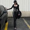 European And American Summer New Style Square Collar Pullover Long Sleeved High Waist Bag Hip Fishtail Sexy Elegant Dress