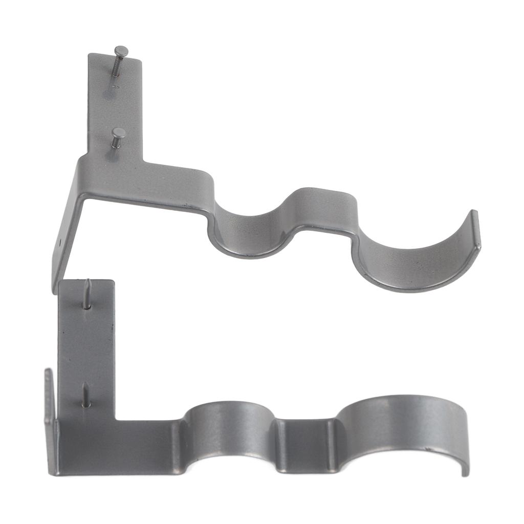2Pcs Double Curtain Rod Bracket Steel 20lb Load Bearing Easy Assembly Curtain Rod Hooks for Home Office Silver