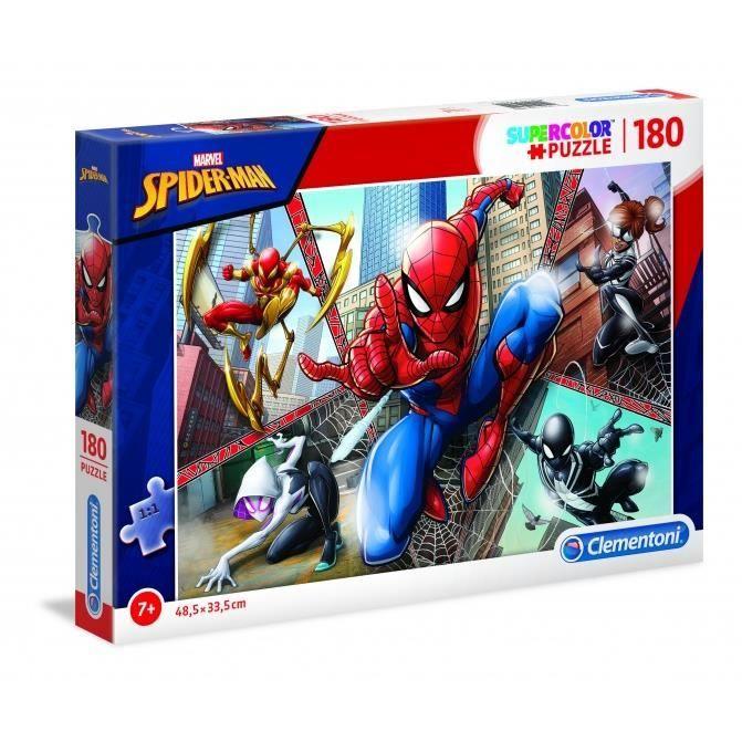 Puzzle Spider-Man Supercolor - CLEMENTONI - 180 Pièces - Thème Humains Et Personnages