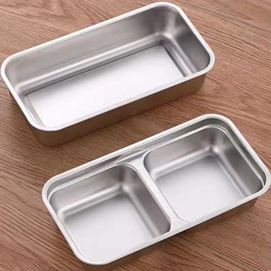 2Pcs Stainless Steel Snack Containers Double Compartment Condiment with Lids Bento Box Lunch Container for Office School Rustproof Meal Prep Box