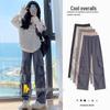 Petite Women's Gray High Waist Wide Leg Cargo Pants - Spring/Summer 145cm Casual Drape Parachute Style