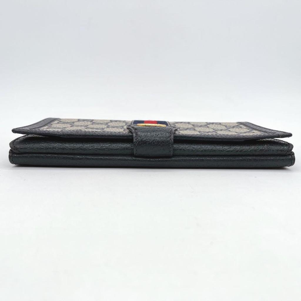 Used GUCCI Old Gucci Long Wallet GG Pattern Sherry Line Supreme Navy