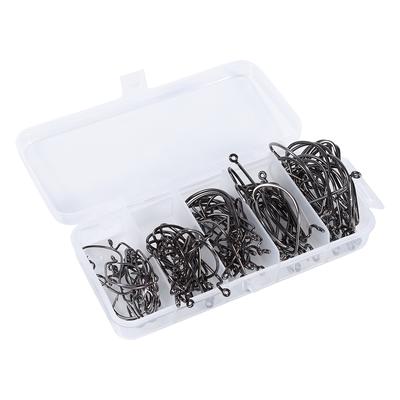 Scatola da 100 Pezzi Amo Crank da Pesca Acciaio ad Alto Tenore di Carbonio Esca Offset Jig Verme Accessori da Pesca Strumenti
