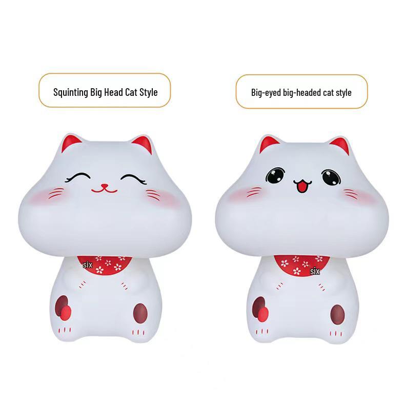 Solar-Powered White Nodding Cat Ornament - Chubby Lucky Desktop Decor