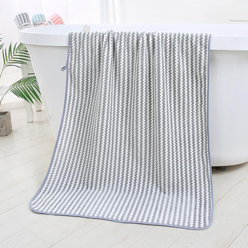 Color Bar Pineapple Grid Yang Corrugated Bath Towel Coral Fleece Absorbent Soft Bath Towel