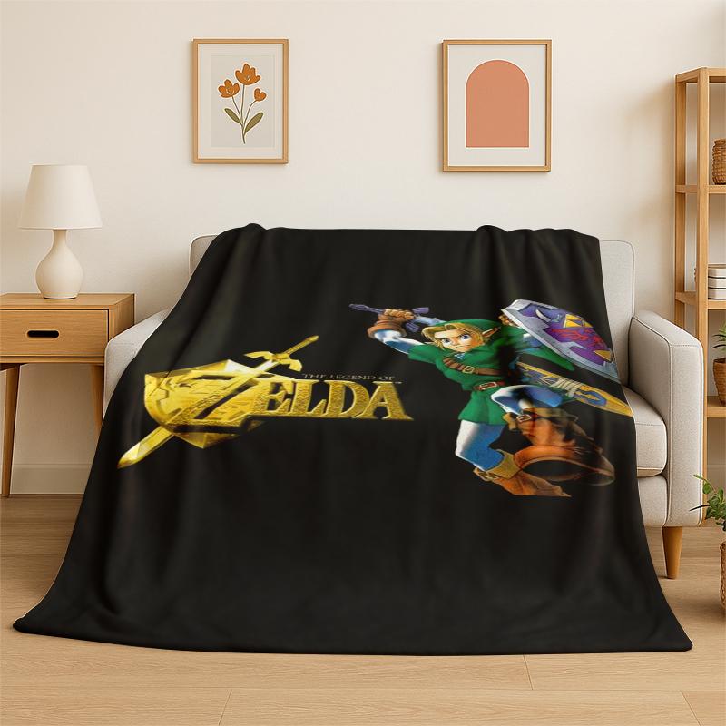 Classic Game Z-Zelda Cartoon Link Flannel Blanket Soft Warm Throw Blanket for Bedroom Living Room Bed Travel Camping Picnic