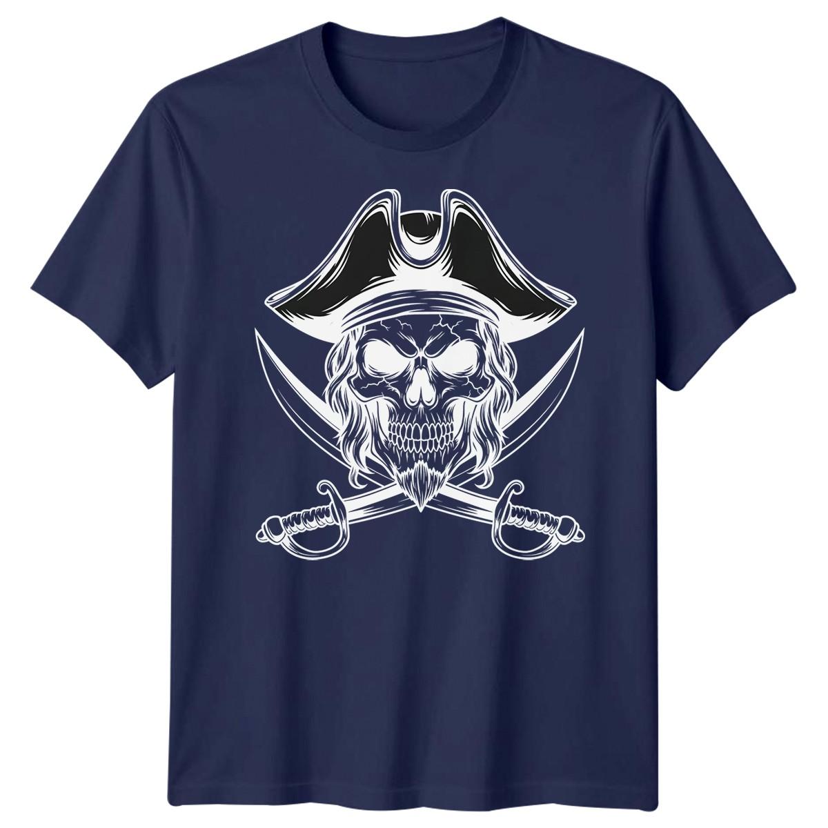Pirate Skull Tricorn Hat Crossed Blades Mens T-Shirt Womens Unisex Tee Graphic S разноцветный