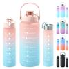 Large Capacity Sports Water Bottle With Straw Portable Handle Heat-resistant Outdoor Frosted Plastic Gradient Color Space Kettle