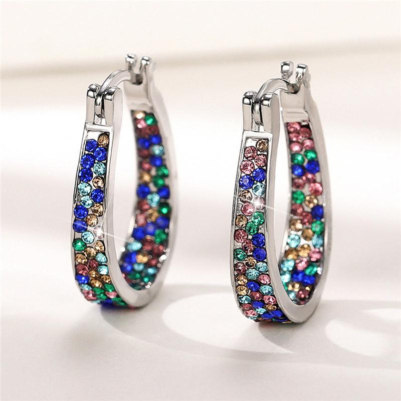 Pinduoduo Earrings, Colorful Ear Buckle Fashion Diamond Women'S Earrings, Versatile Earrings