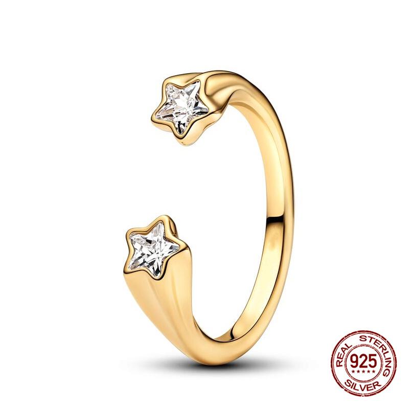 2025 New in 925 Sterling Silver Shooting Stars Open Ring For Women Exquisite Style Fashionable For Parties Wedding Jewelry Gifts