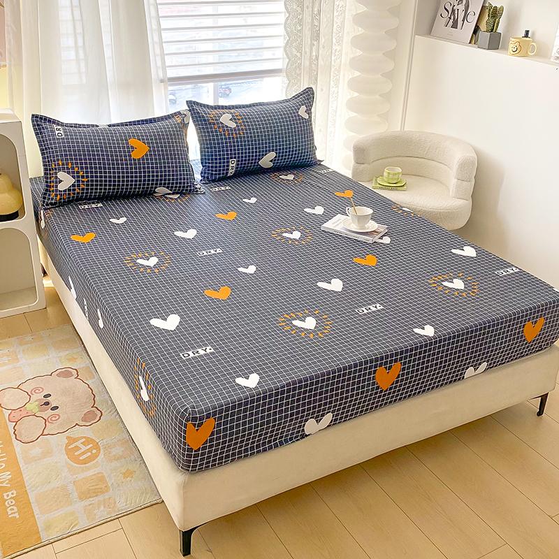 Red Flower Printed Bed Sheet Sets Queen/King Size Matrimonial Reactive Printed Fitted Bedsheets for Double Bed